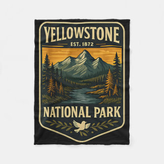 Yellowstone National Park Vintage Patch Emblem Van Fleecefilt