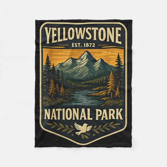 Yellowstone National Park Vintage Patch Emblem Van Fleecefilt (Framsidan)