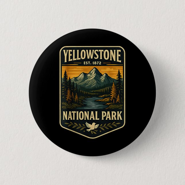 Yellowstone National Park Vintage Patch Emblem Van Knapp (Framsida)