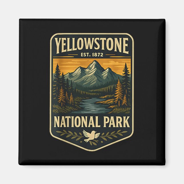 Yellowstone National Park Vintage Patch Emblem Van Magnet (Framsidan)