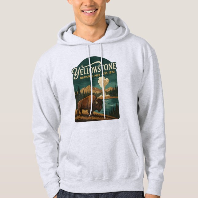 YELLOWSTONE NATIONAL PARK - Vintage Travel Poster Hoodie (Framsida)