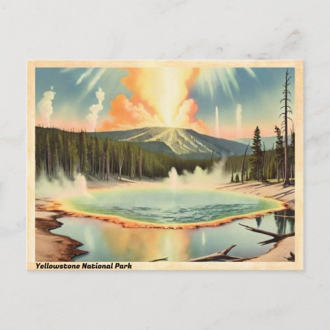 Yellowstone National Park Vintage Vykort (Framsida)