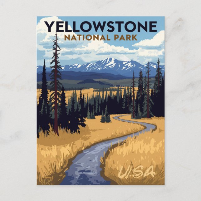 Yellowstone National Park Vintage Vykort (Framsida)