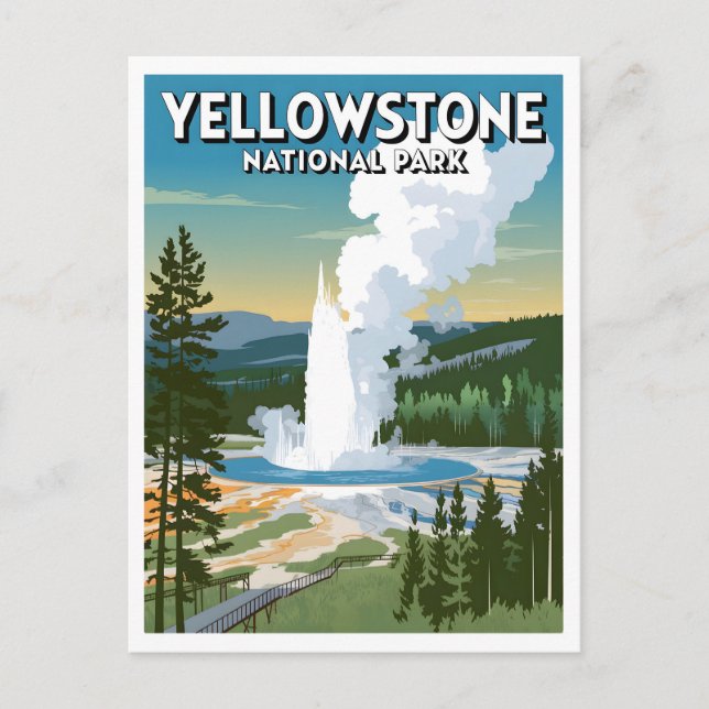 Yellowstone National Park vintage Vykort (Framsida)
