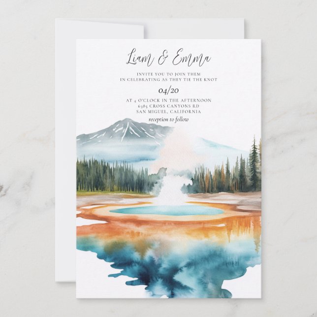 YELLOWSTONE NATIONAL PARK Wedding Invitation Inbjudningar (Framsida)