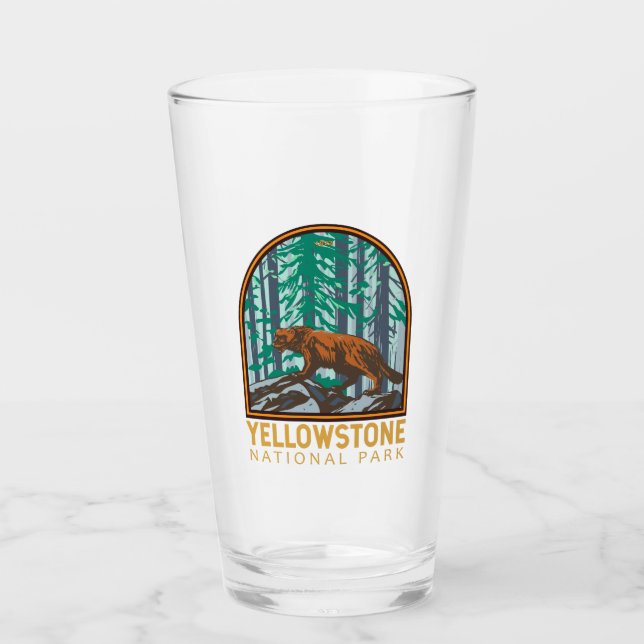 Yellowstone National Park Wolverine Vintage Glaskopp (Framsida)