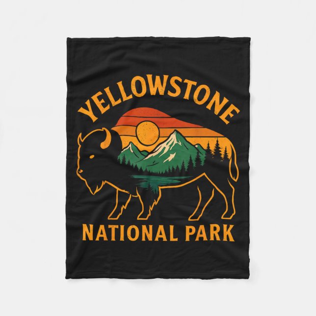Yellowstone National Park Wyoming Buffalo Bison Su Fleecefilt (Framsidan)