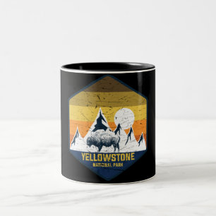 Yellowstone National Park Wyoming Camping och Två-Tonad Mugg