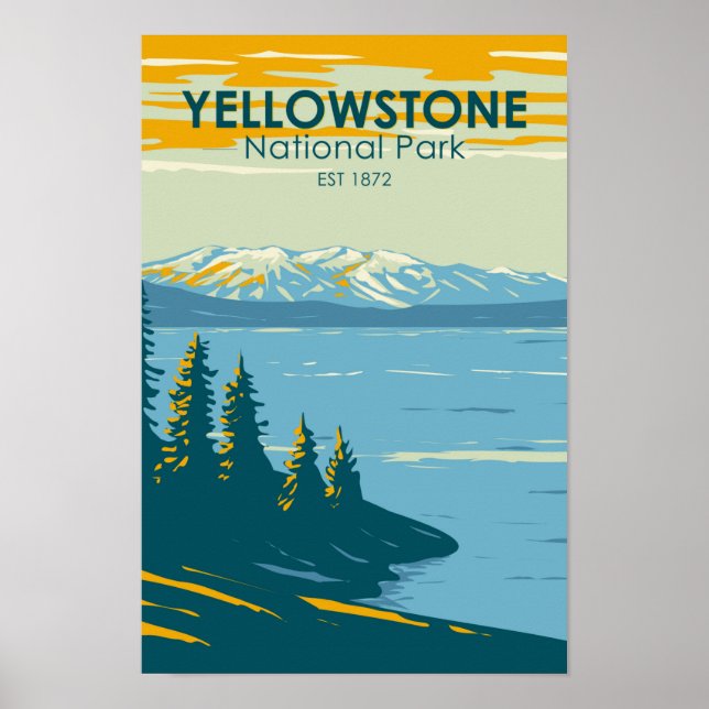 Yellowstone National Park Yellowstone Sjö Vintage Poster (Framsidan)