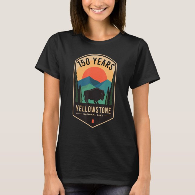 Yellowstone nationalpark 150 år t shirt (Framsida)