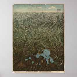 Yellowstone nationalpark 1895 Panoramic Karta Poster