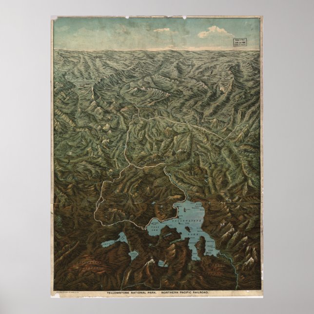 Yellowstone nationalpark 1895 Panoramic Karta Poster (Framsidan)