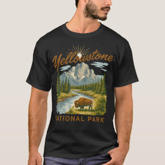 Yellowstone Nationalpark Bison Bergflod T Shirt