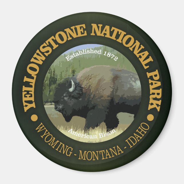 Yellowstone nationalpark (bison) magnet (Framsidan)