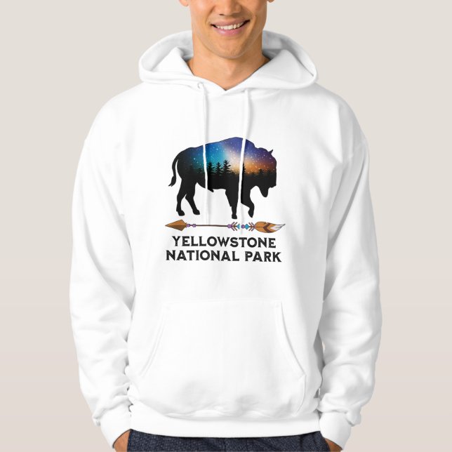 Yellowstone nationalpark Bison Night Himlar Vacati Hoodie (Framsida)