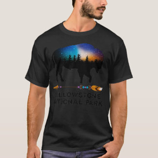 Yellowstone nationalpark Bison Night Himlar Vacati T Shirt