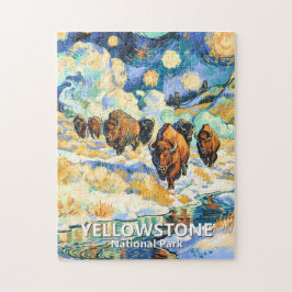 Yellowstone Nationalpark Bison Vintage Van Gogh Pussel