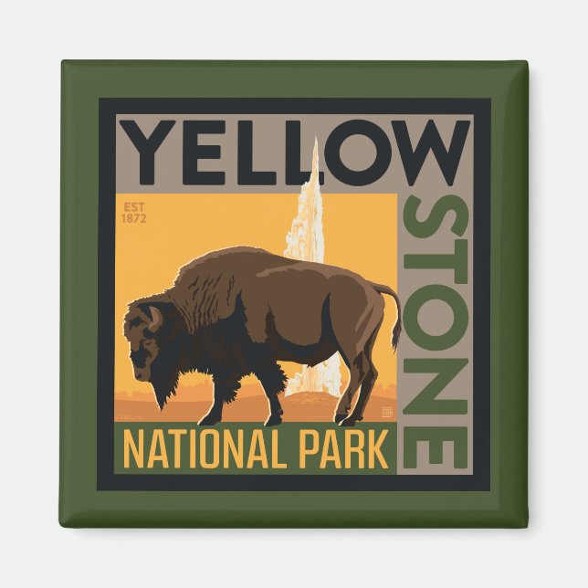Yellowstone nationalpark | Buffalo Magnet (Framsidan)