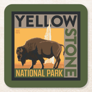 Yellowstone nationalpark Buffalo Underlägg Papper Kvadrat