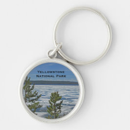 Yellowstone nationalpark Fryst fotopatnatatur i Sj Rund Silverfärgad Nyckelring