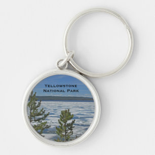 Yellowstone nationalpark Fryst fotopatnatatur i Sj Rund Silverfärgad Nyckelring