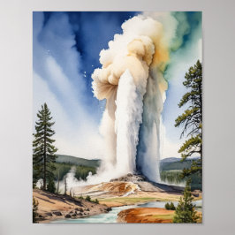 Yellowstone nationalpark Gamle Faithful Art Poster