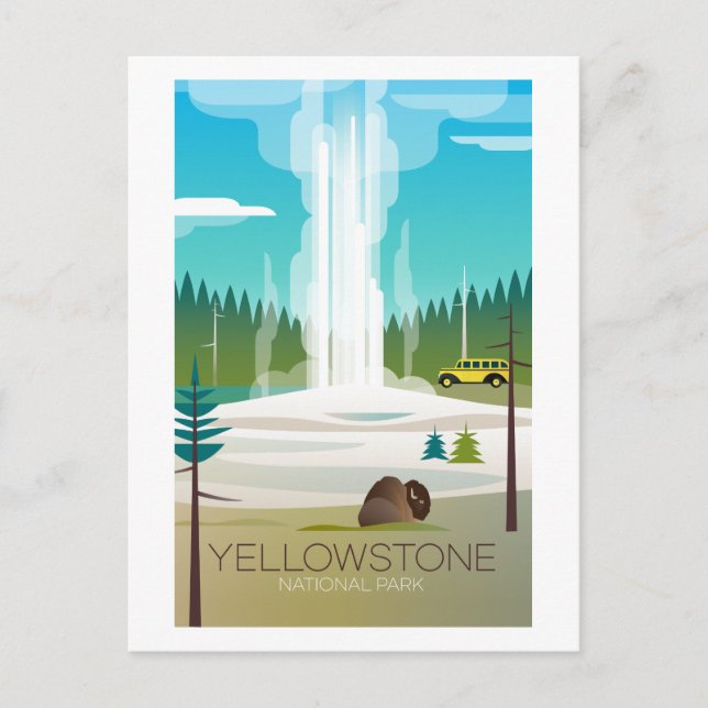 Yellowstone nationalpark, gammalt sjukligt vykort (Framsida)