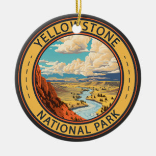 Yellowstone nationalpark Hayden Valley Travel Art Julgransprydnad Keramik