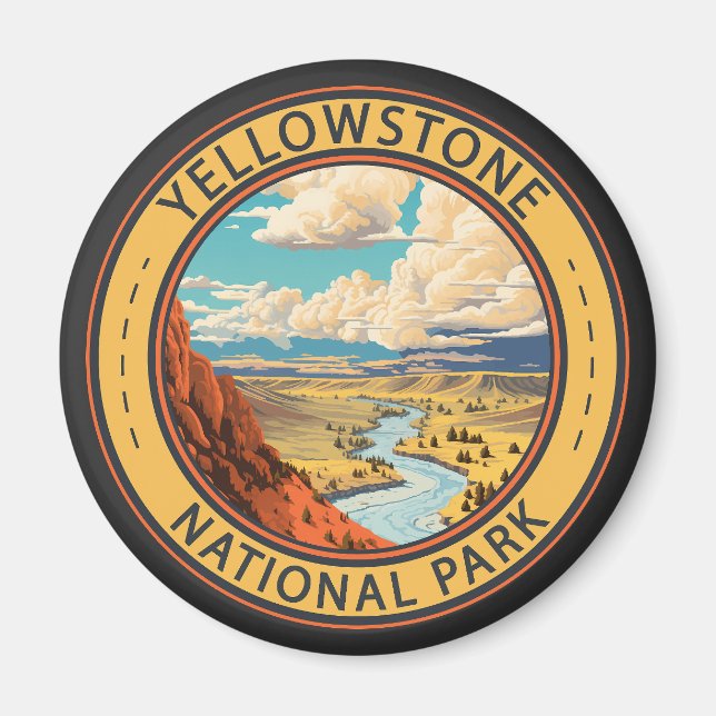 Yellowstone nationalpark Hayden Valley Travel Art Magnet (Framsidan)