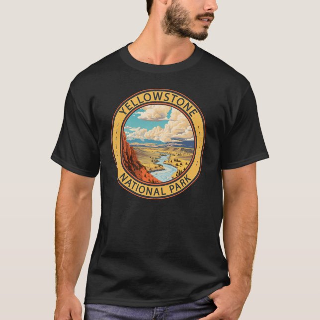 Yellowstone nationalpark Hayden Valley Travel Art T Shirt (Framsida)