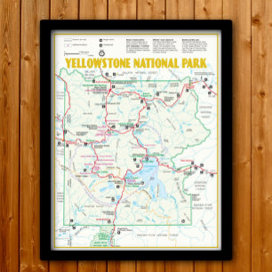 Yellowstone nationalpark i modern karta poster