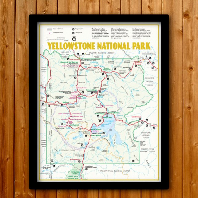 Yellowstone nationalpark i modern karta poster (Skapare uppladdad)