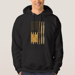 Yellowstone nationalpark Karta Amerika USA flagga Hoodie