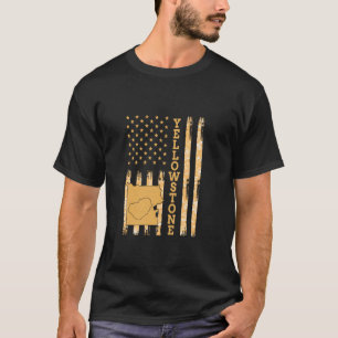 Yellowstone nationalpark Karta Amerika USA flagga T Shirt