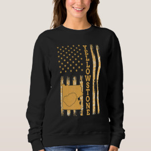 Yellowstone nationalpark Karta Amerika USA flagga T Shirt