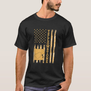 Yellowstone nationalpark Karta Amerika USA flagga T Shirt
