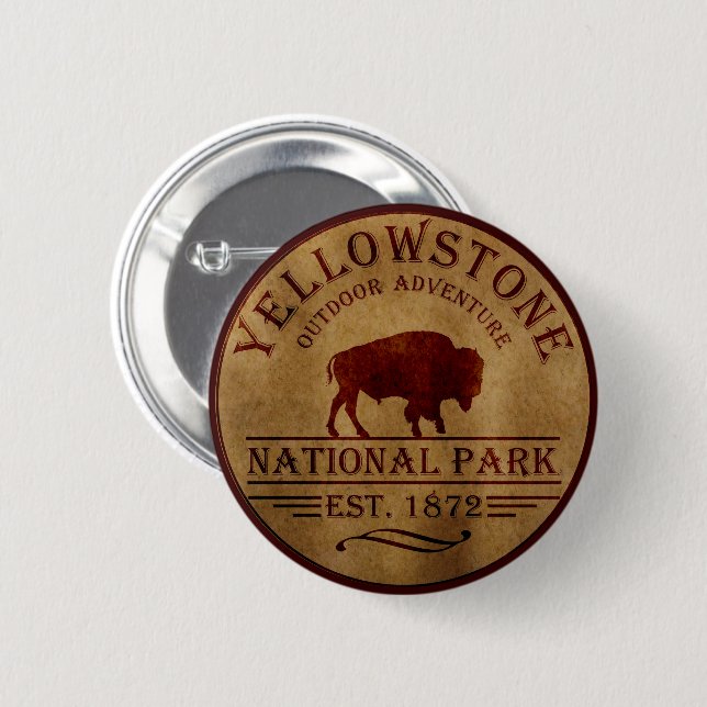 Yellowstone nationalpark knapp (Framsida & baksida)