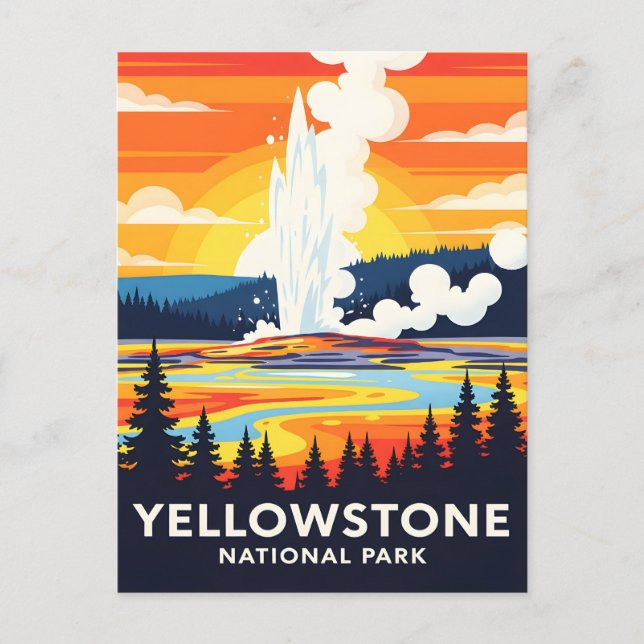 Yellowstone Nationalpark – Levande gejser Vykort (Framsida)