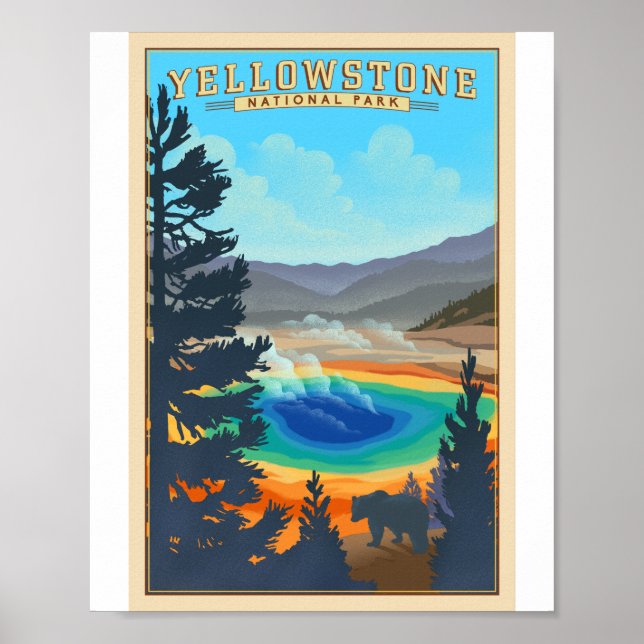 Yellowstone nationalpark Litho Artwork Poster (Framsidan)