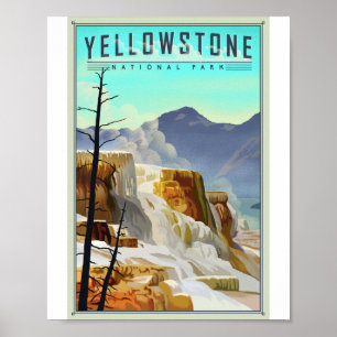 Yellowstone nationalpark Litho Artwork Poster