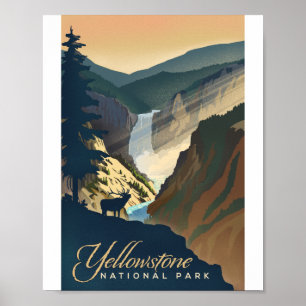 Yellowstone nationalpark Litho Artwork Poster