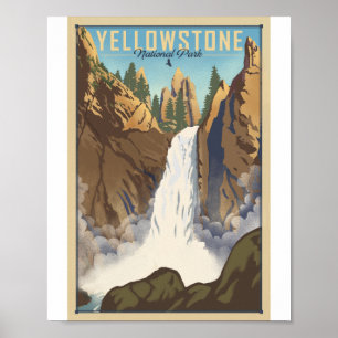 Yellowstone nationalpark Litho Artwork Poster