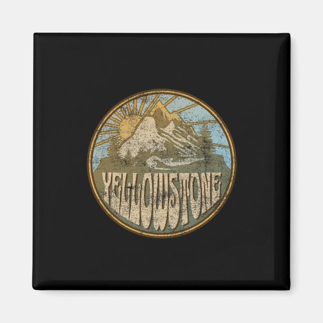 Yellowstone nationalpark Nature Mountains Hiking Magnet (Framsidan)