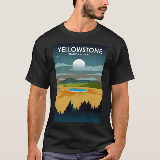 Yellowstone nationalpark Night Himmel Stars Travel T Shirt (Framsida)