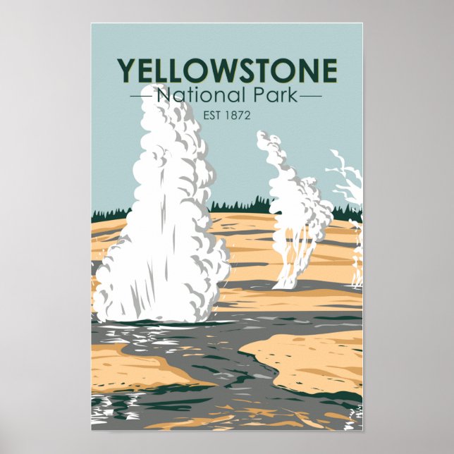 Yellowstone nationalpark Norris Geyser Basin Poster (Framsidan)
