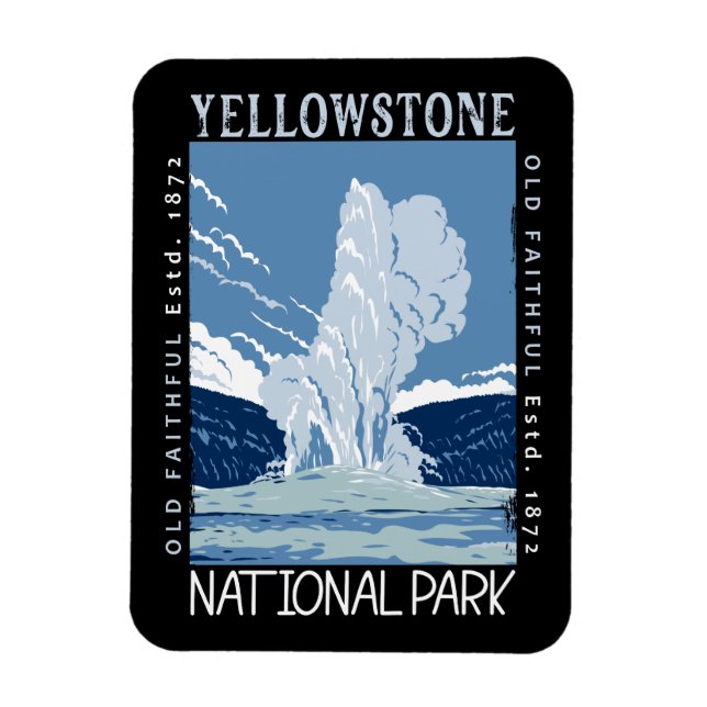 Yellowstone nationalpark Old Faithful Distress Magnet (Vertikal)