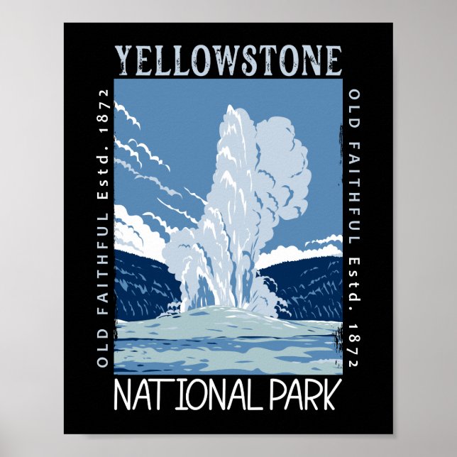 Yellowstone nationalpark Old Faithful Distress Poster (Framsidan)