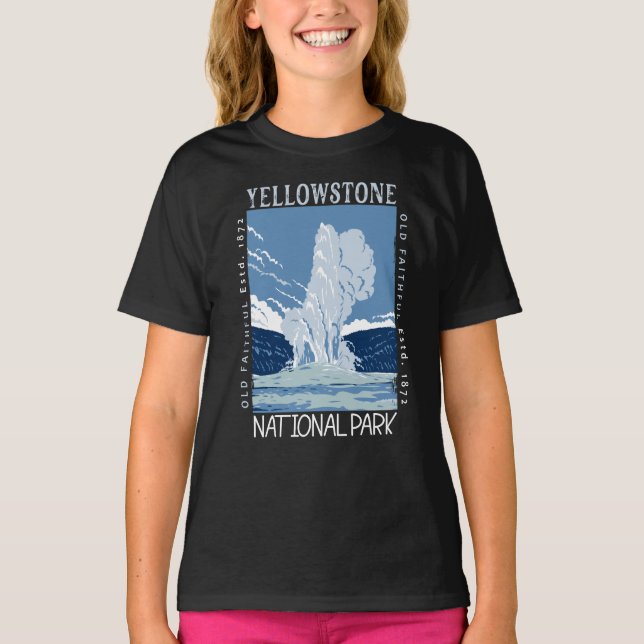 Yellowstone nationalpark Old Faithful Distress T Shirt (Framsida)
