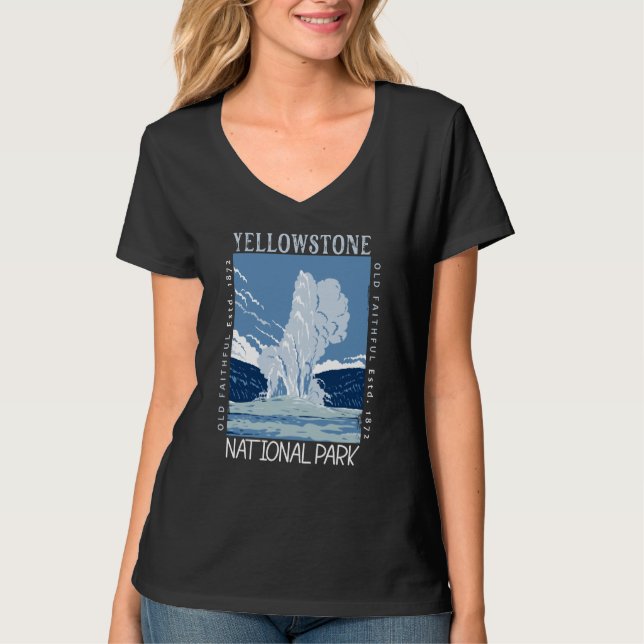 Yellowstone nationalpark Old Faithful Distress T Shirt (Framsida)