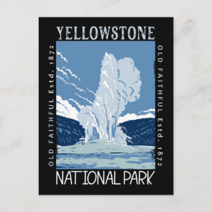 Yellowstone nationalpark Old Faithful Distress Vykort